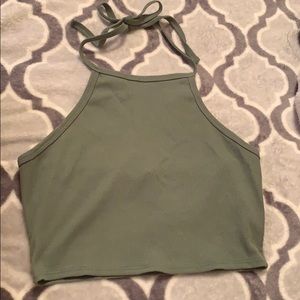 Green halter crop top